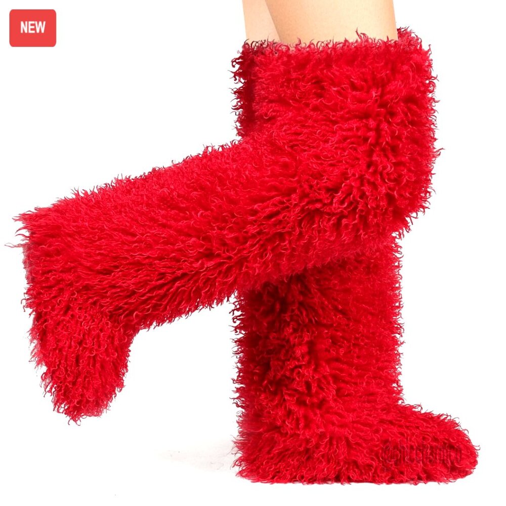 Thigh High Faux Fur Boots Over Knee Winter Snow Boots Women's Warm